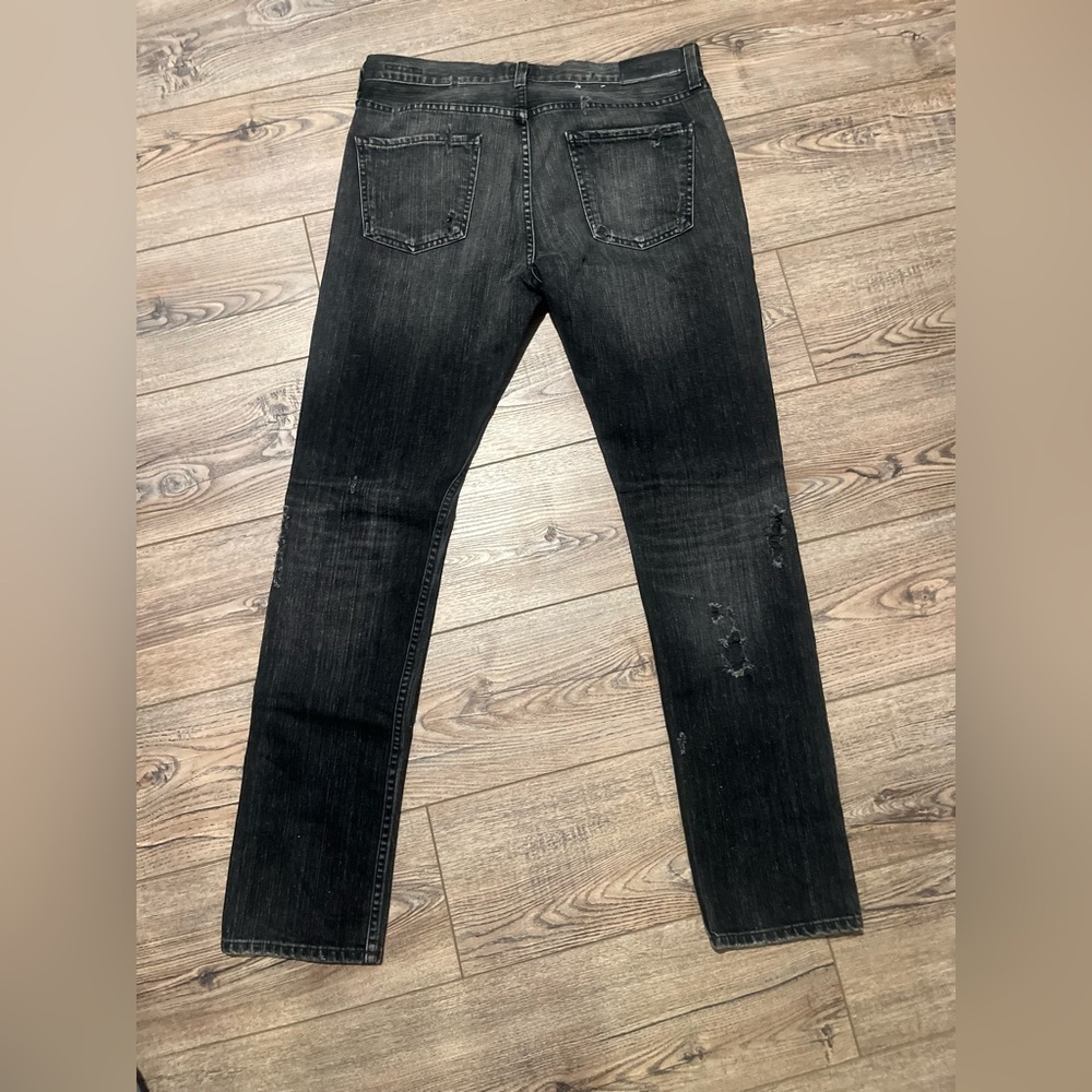 Luxury agolde dark grunge / destroyed Ripped/Distressed Black Jeans xl size 34 - Picture 3 of 12